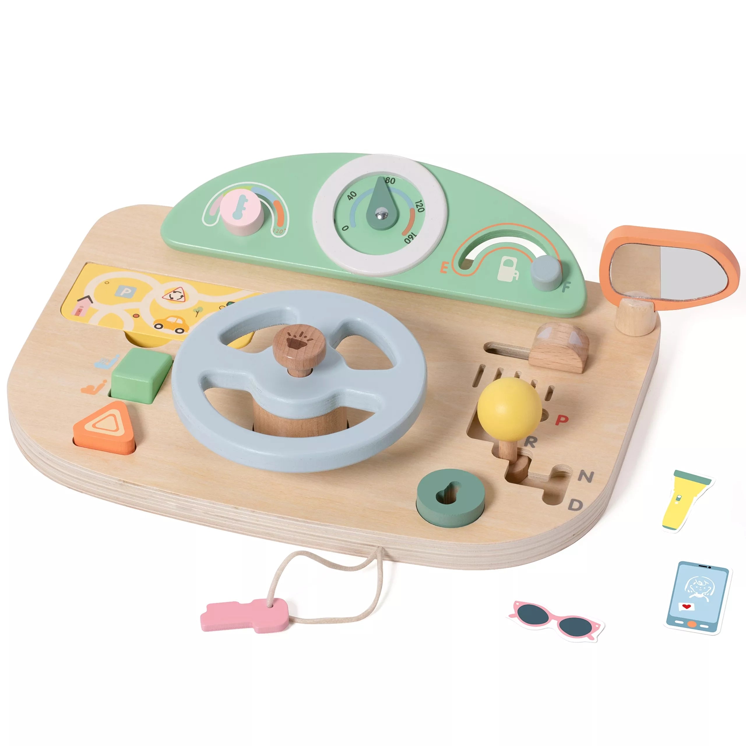 CLASSIC WORLD Medinė manipuliavimo lenta Daugiafunkcis motorizuotas vairas